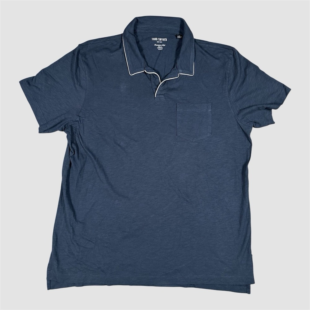 Todd Snyder Montauk Polo Shirt Men's Sz XL Homespun Slub Made In USA Preppy Blue